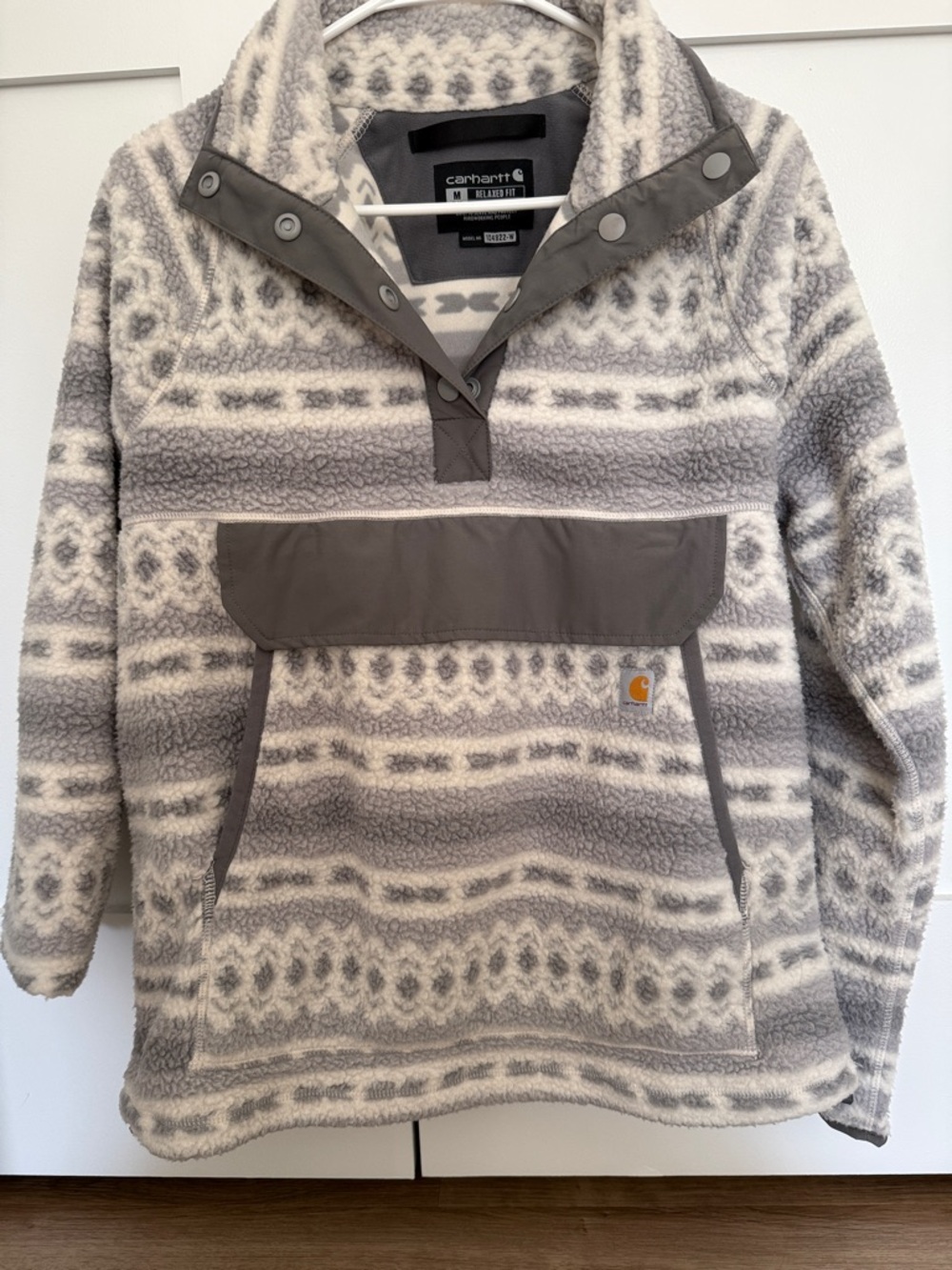 Carhartt Gray & Cream Sherpa Snap Pullover